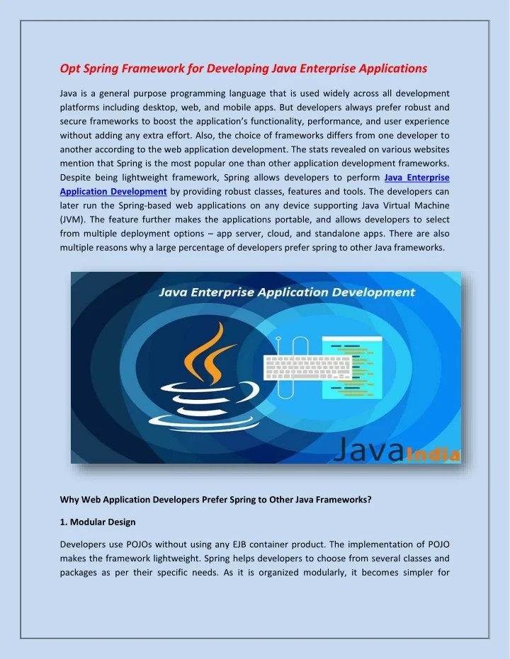 PPT Opt Spring Framework for Developing Java Enterprise Applications