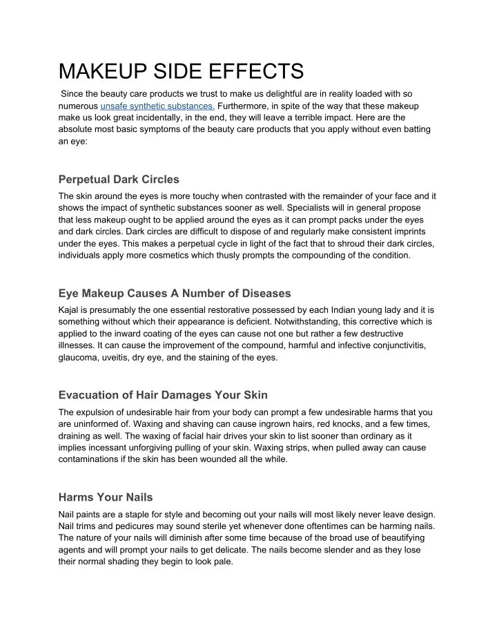 PPT MAKEUP SIDE EFFECTS PowerPoint Presentation, free download ID10189474