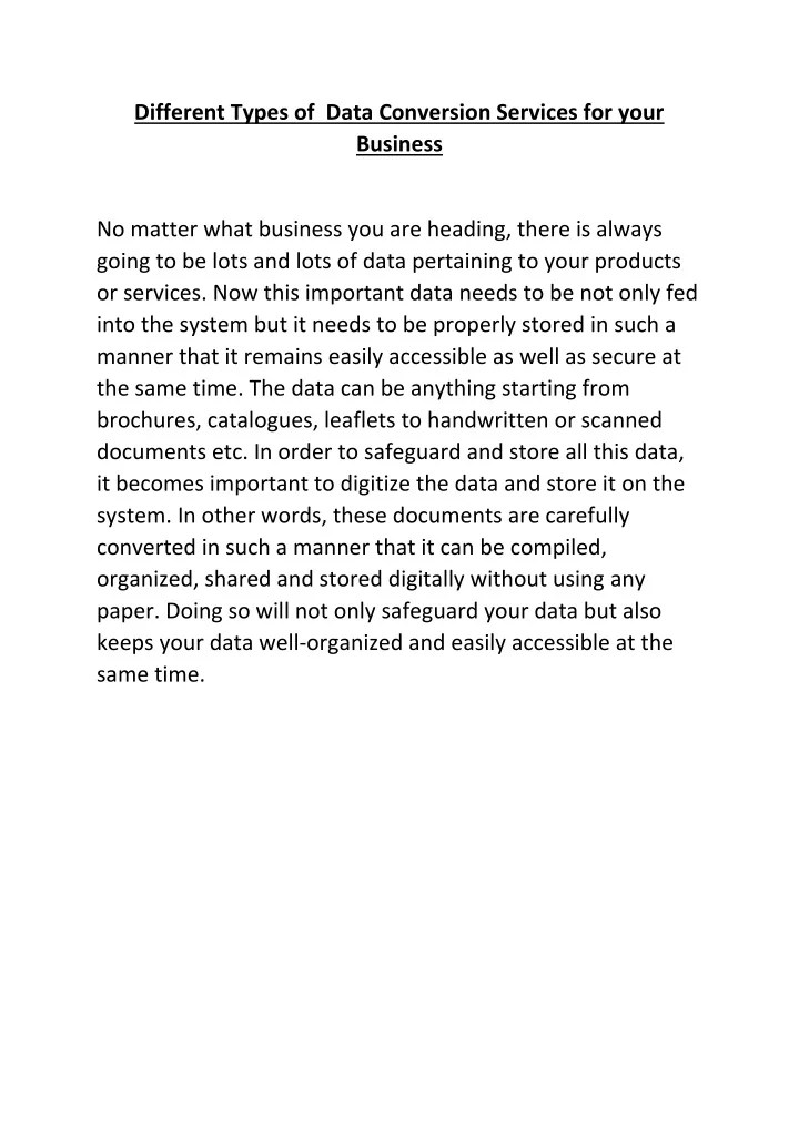 PPT Different Types of Data Conversion Services for your Business