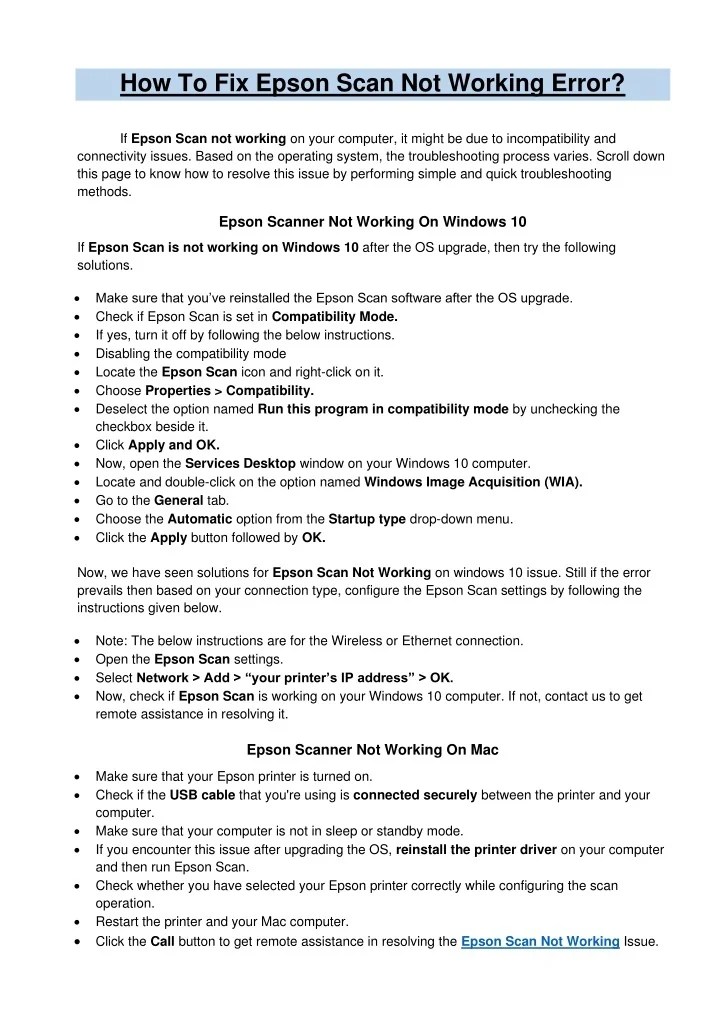 PPT Epson Scan Not Working Error Easy Guidelines PowerPoint