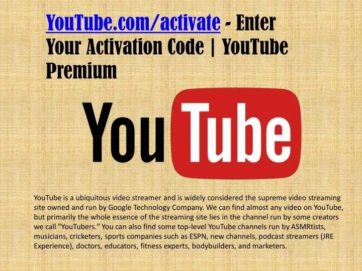 PPT Enter Your Activation Code YouTube Premium