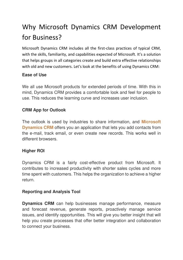 PPT Why Microsoft Dynamics CRM Development for Business PowerPoint