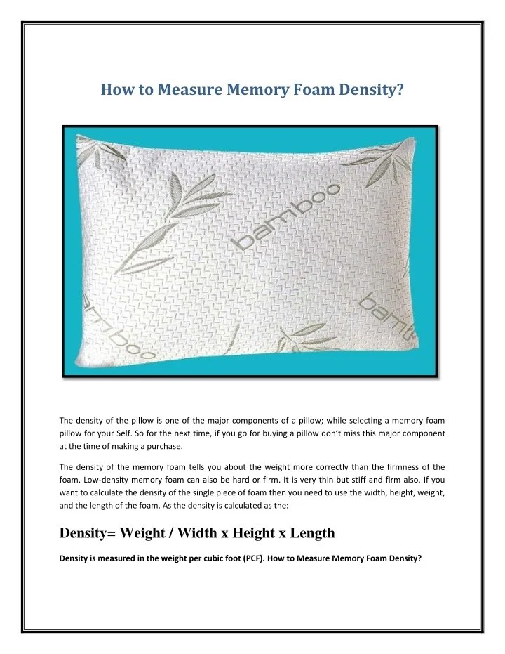 PPT How to Measure Memory Foam Density PowerPoint Presentation, free download ID10612277
