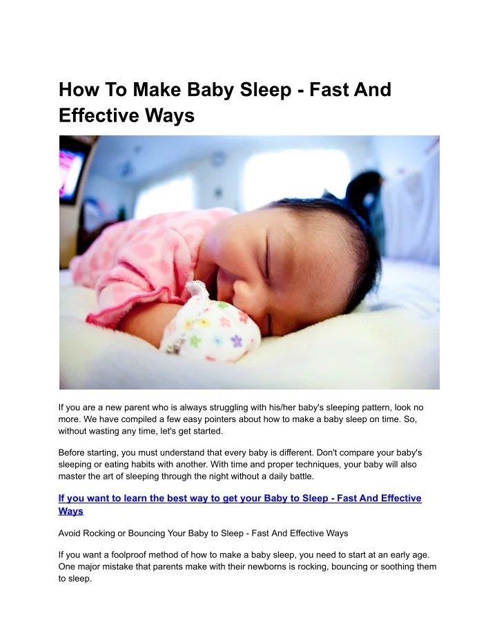 PPT How To Make Baby Sleep Fast And Effective Ways PowerPoint