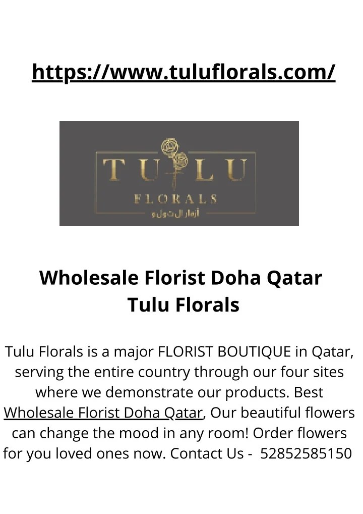 PPT Wholesale Florist Doha Qatar Tuluflorals PowerPoint