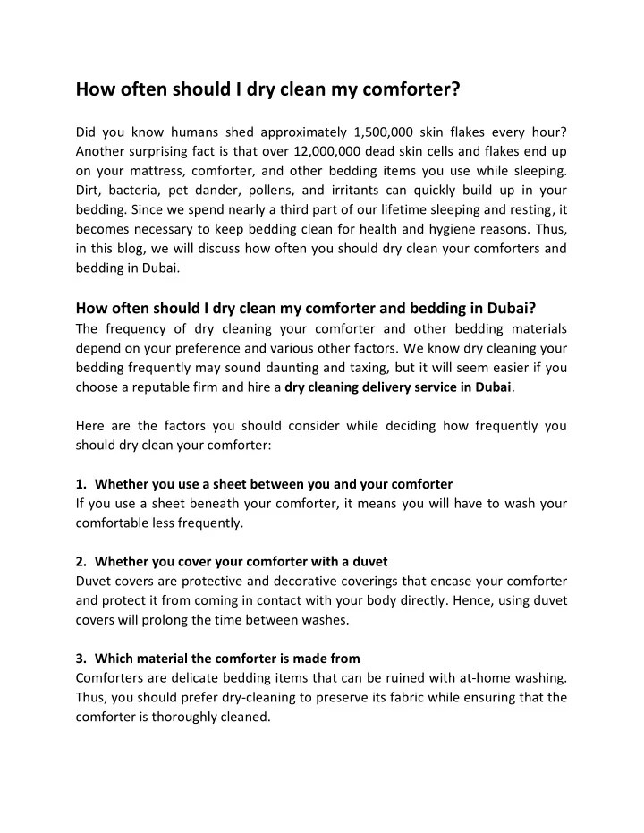 PPT How often should I dry clean my comforter PowerPoint Presentation