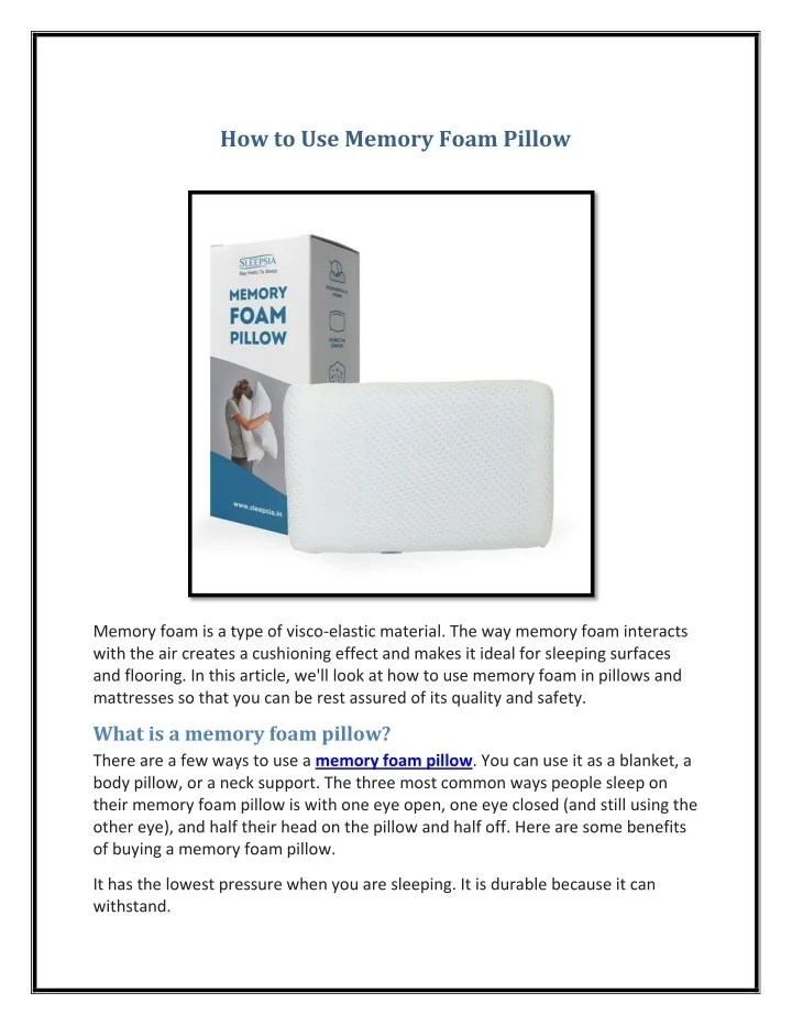 PPT How to Use Memory Foam Pillow PowerPoint Presentation, free