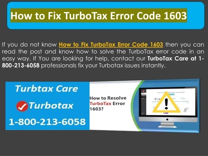 PPT Call 18002136058 How to Fix TurboTax Error Code 1603