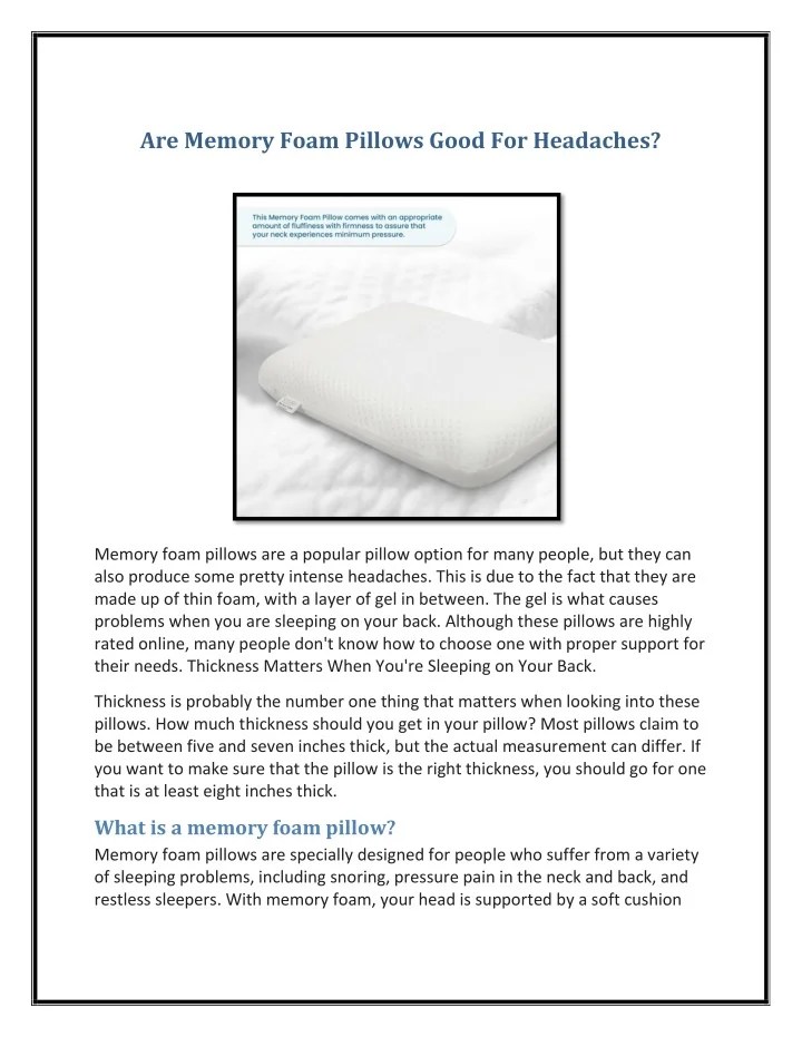 PPT Are Memory Foam Pillows Good For Headaches PowerPoint