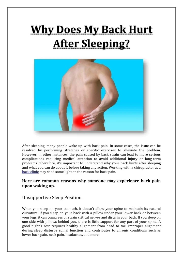 PPT Why Does My Back Hurt After Sleeping PowerPoint Presentation, free download ID10948572
