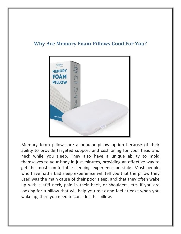 PPT Why Are Memory Foam Pillows Good For You PowerPoint Presentation