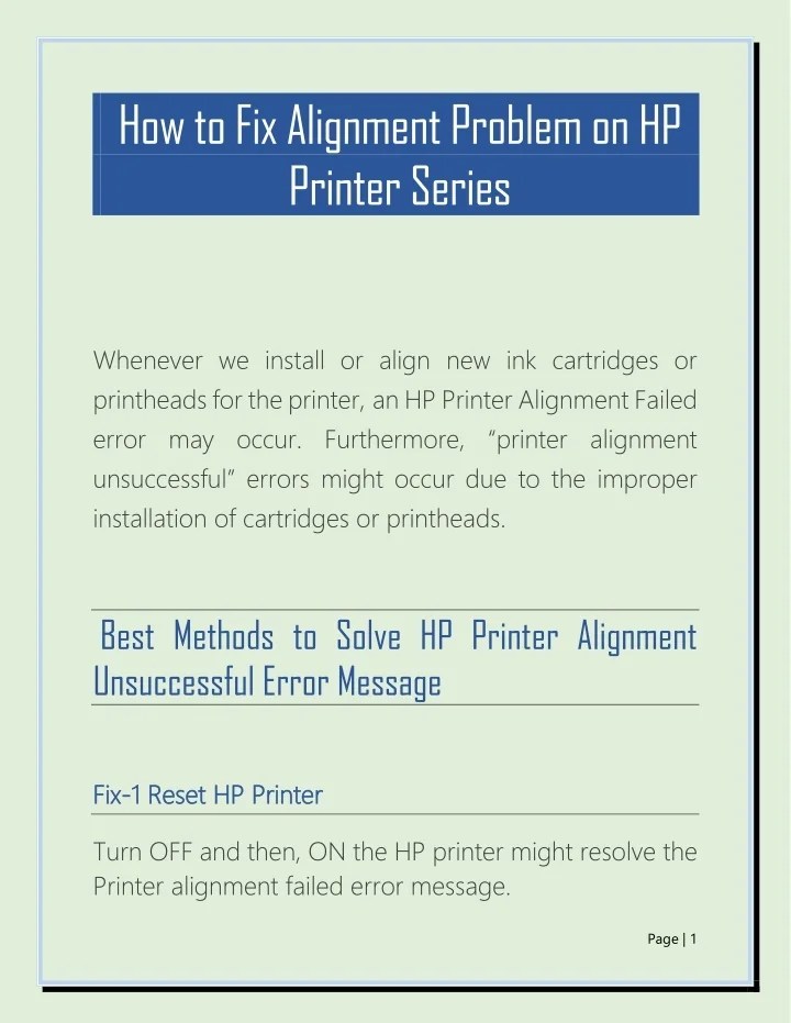 PPT How to Fix Alignment Problem on HP Printer Series PowerPoint