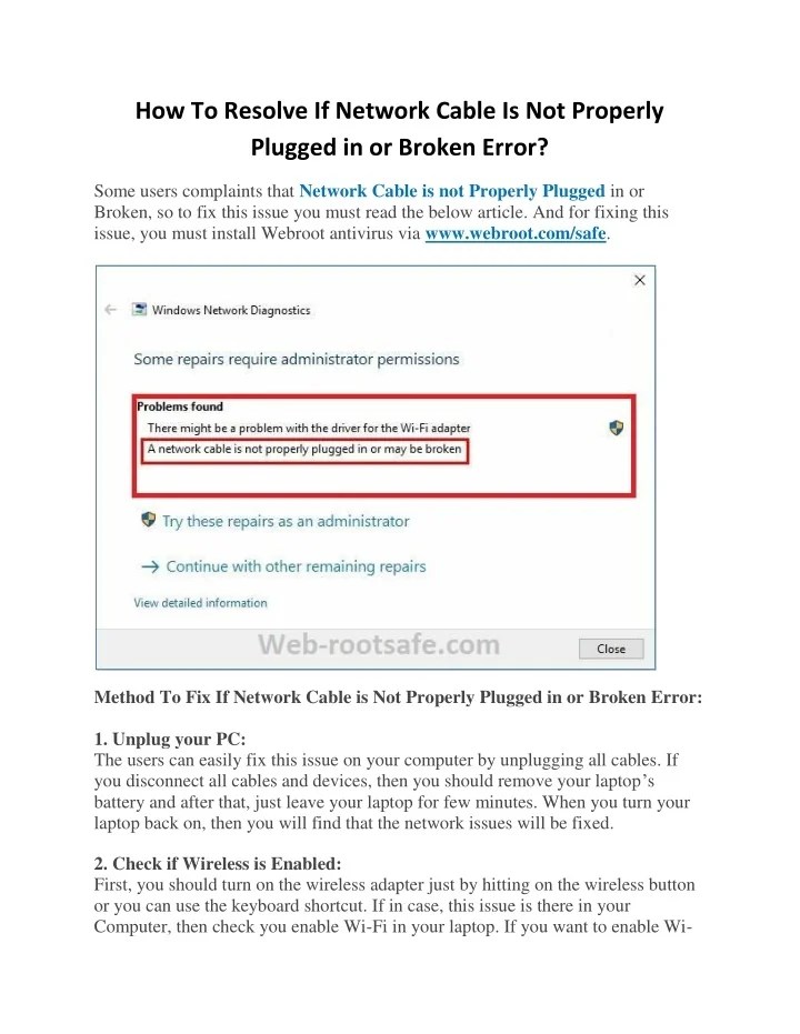 PPT How To Fix If Network Cable Is Not Properly Plugged in or Broken