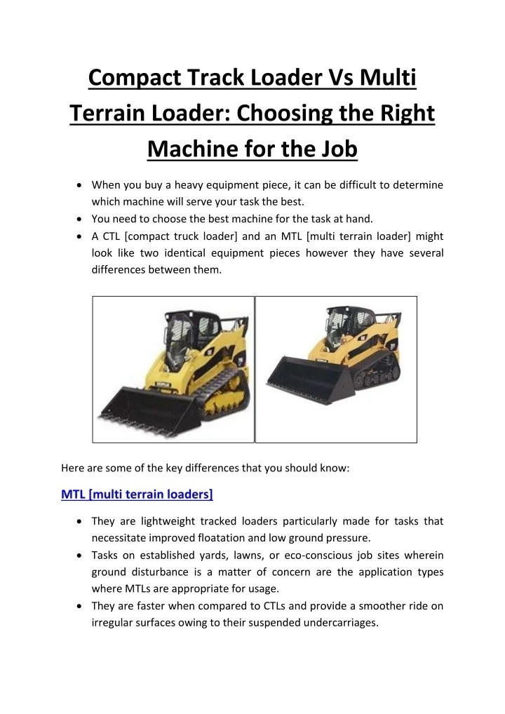PPT Compact Track Loader Vs Multi Terrain Loader Choosing the Right