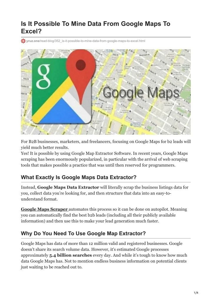 PPT 1Is It Possible To Mine Data From Google Maps To Excel PowerPoint