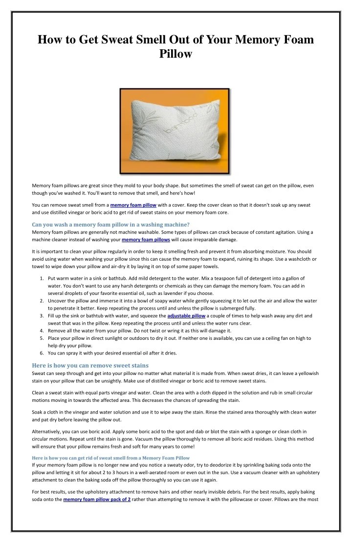 PPT How to Get Sweat Smell Out of Your Memory Foam Pillow PowerPoint