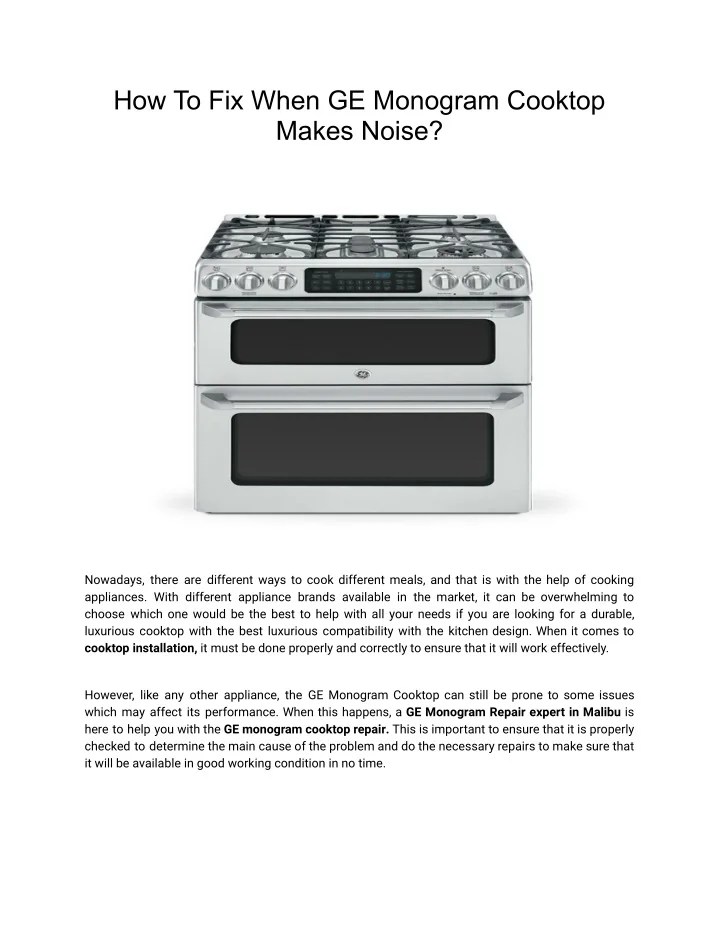PPT How To Fix When GE Monogram Cooktop Makes Noise PowerPoint Presentation ID11237079