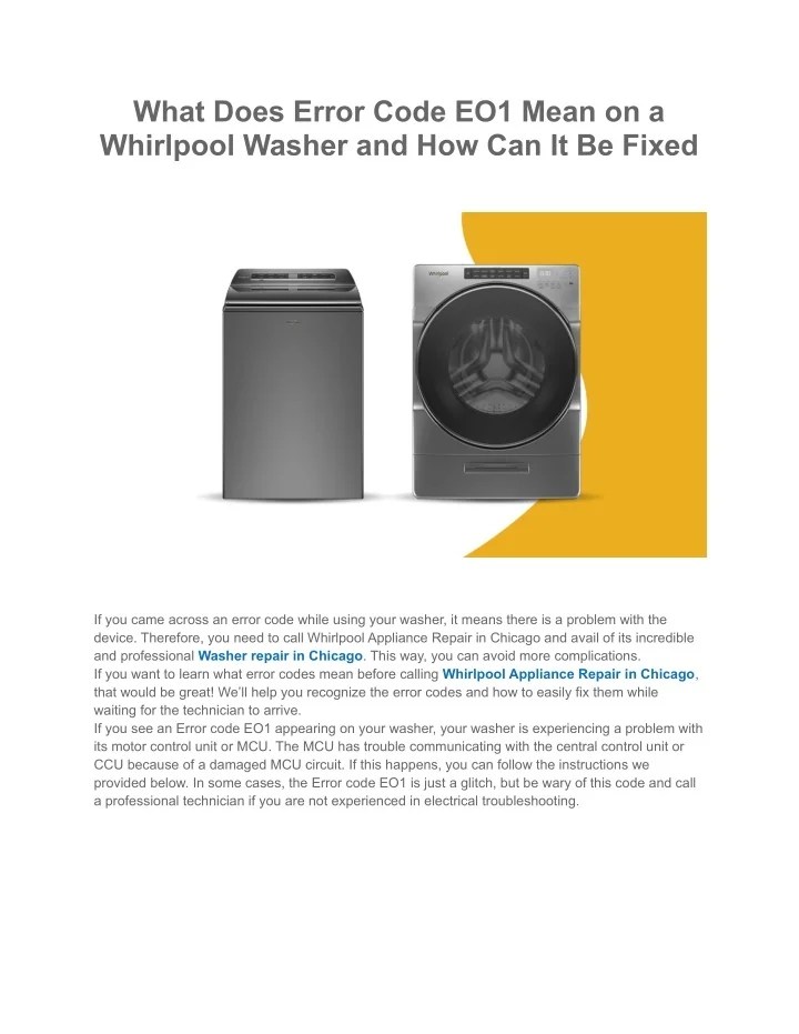 PPT What Does Error Code EO1 Mean on a Whirlpool Washer and How Can