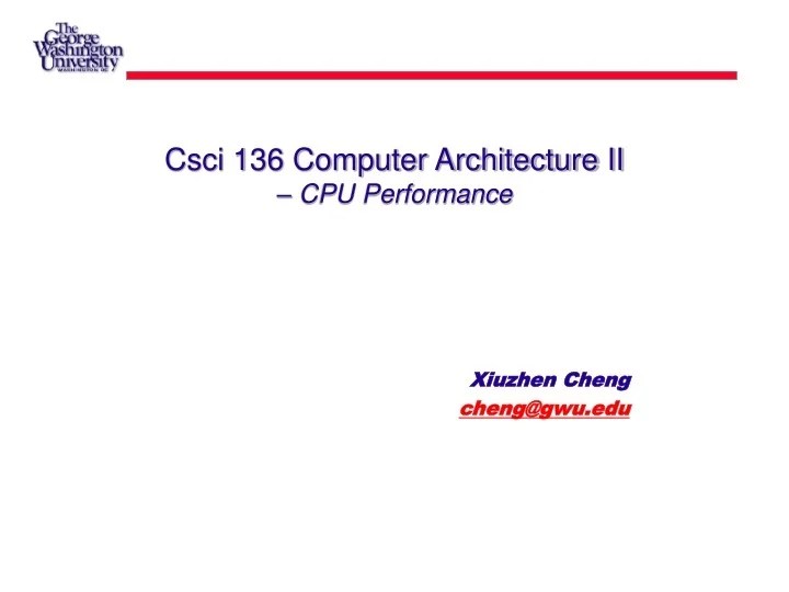 PPT Csci 136 Computer Architecture II CPU Performance PowerPoint