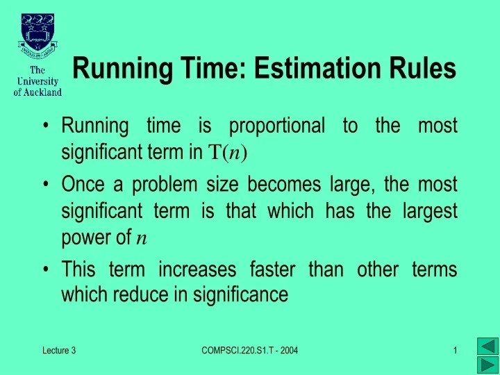 PPT Running Time Estimation Rules PowerPoint Presentation, free download ID9305720