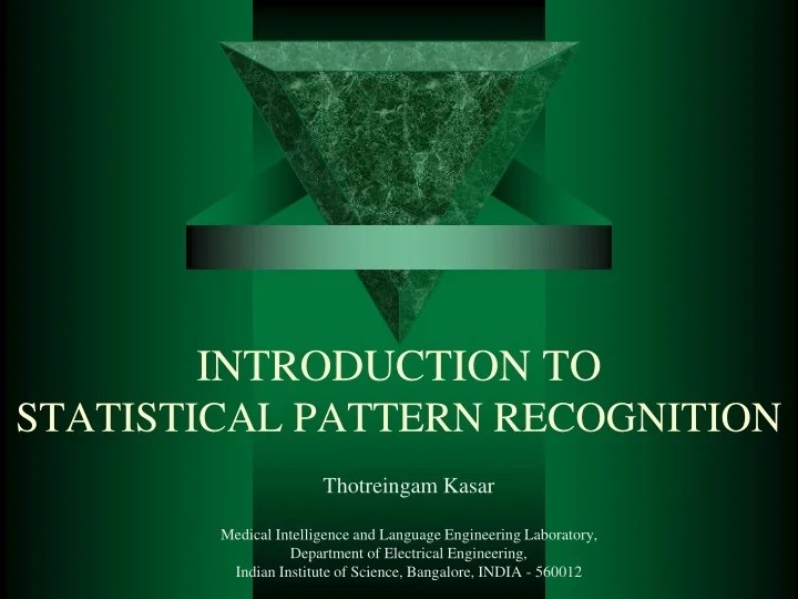 PPT INTRODUCTION TO STATISTICAL PATTERN RECOGNITION PowerPoint