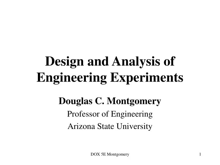 PPT Design and Analysis of Engineering Experiments PowerPoint