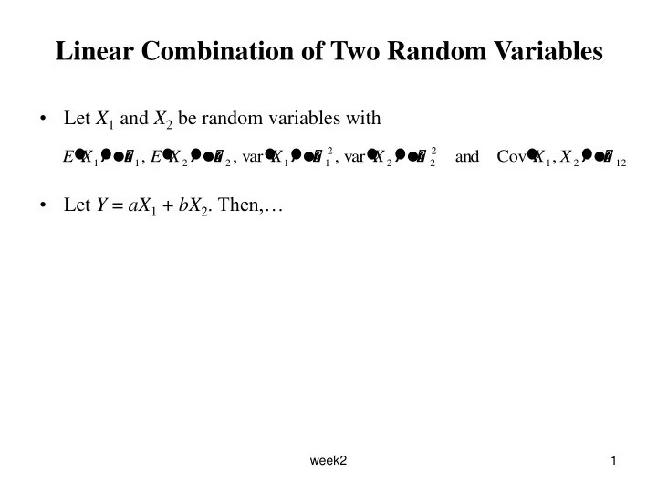 PPT Linear Combination of Two Random Variables PowerPoint