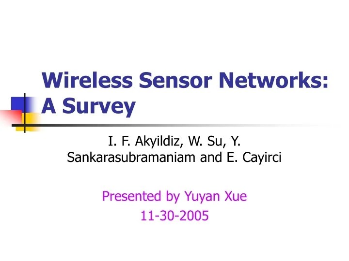 PPT Wireless Sensor Networks A Survey PowerPoint Presentation, free