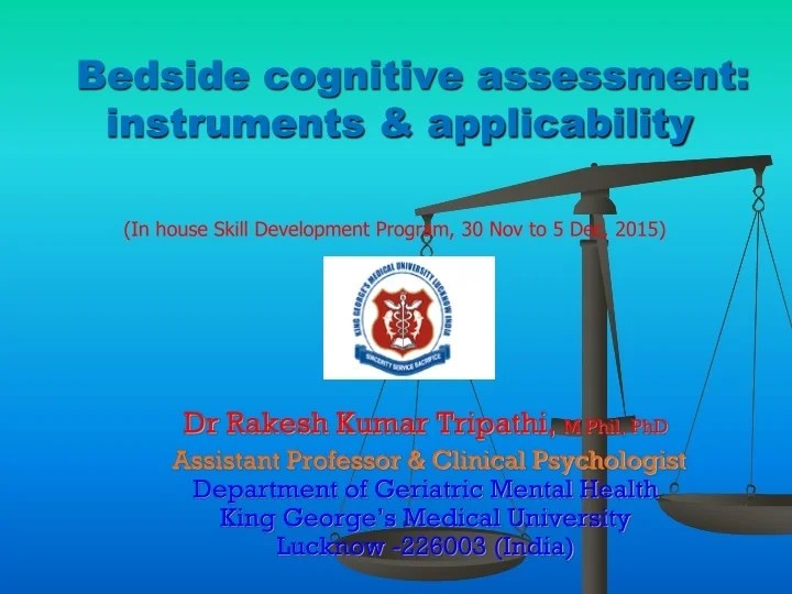 PPT Bedside cognitive assessment instruments & applicability