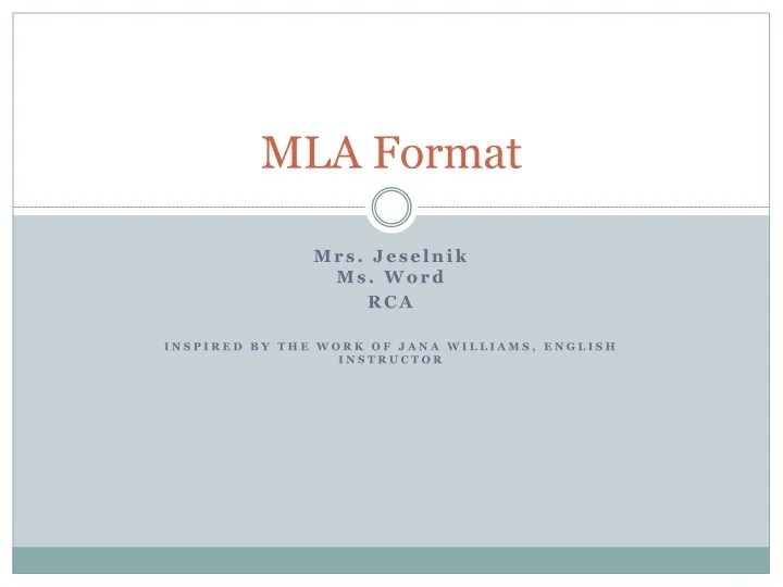 PPT MLA Format PowerPoint Presentation, free download ID9676410