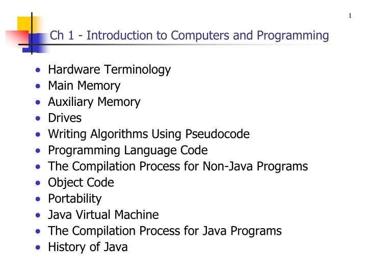 PPT Ch 1 Introduction to Computers and Programming PowerPoint