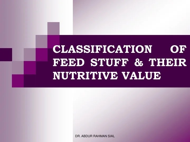 PPT CLASSIFICATION OF FEED STUFF & THEIR NUTRITIVE VALUE PowerPoint