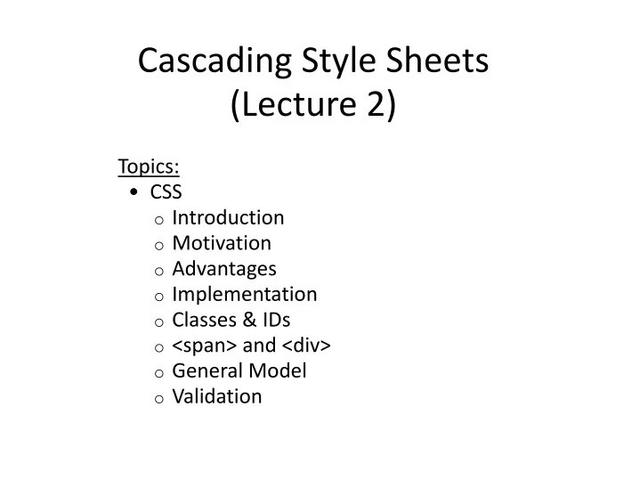 PPT Cascading Style Sheets (Lecture 2) PowerPoint Presentation, free