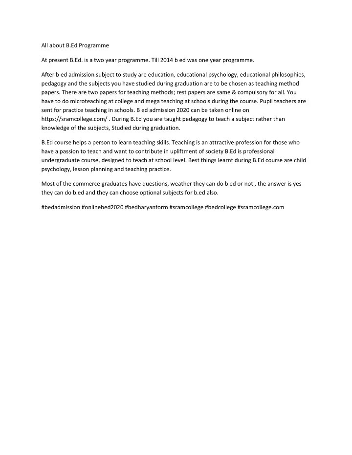 PPT All about B.Ed Programme PowerPoint Presentation, free download ID9865106