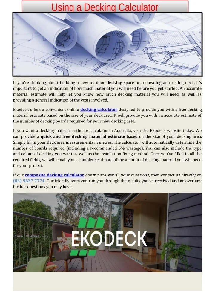 PPT Composite Decking Cost Calculator Australia PowerPoint