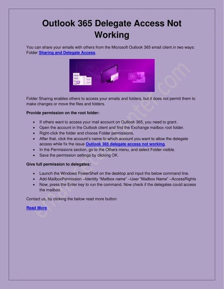PPT Outlook 365 Delegate Access Not Working PowerPoint Presentation