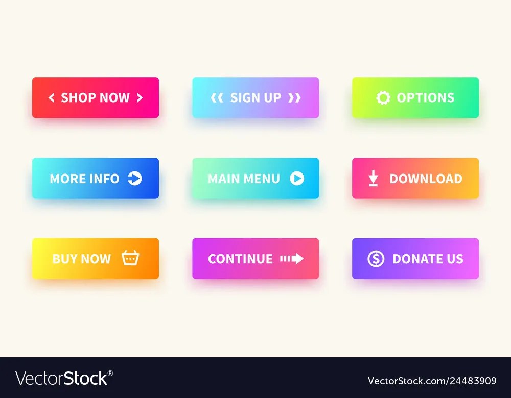 Gradient buttons user interface web button Vector Image