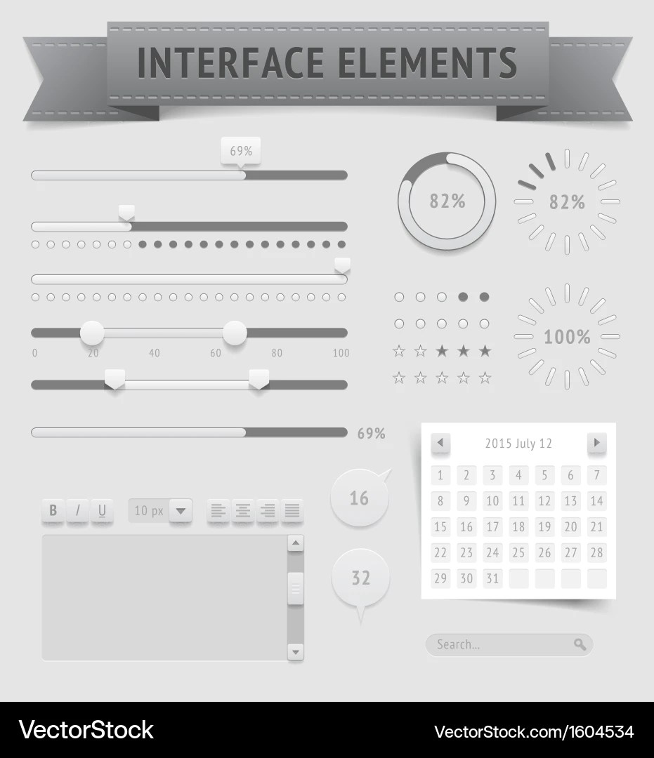 User interface elements Royalty Free Vector Image