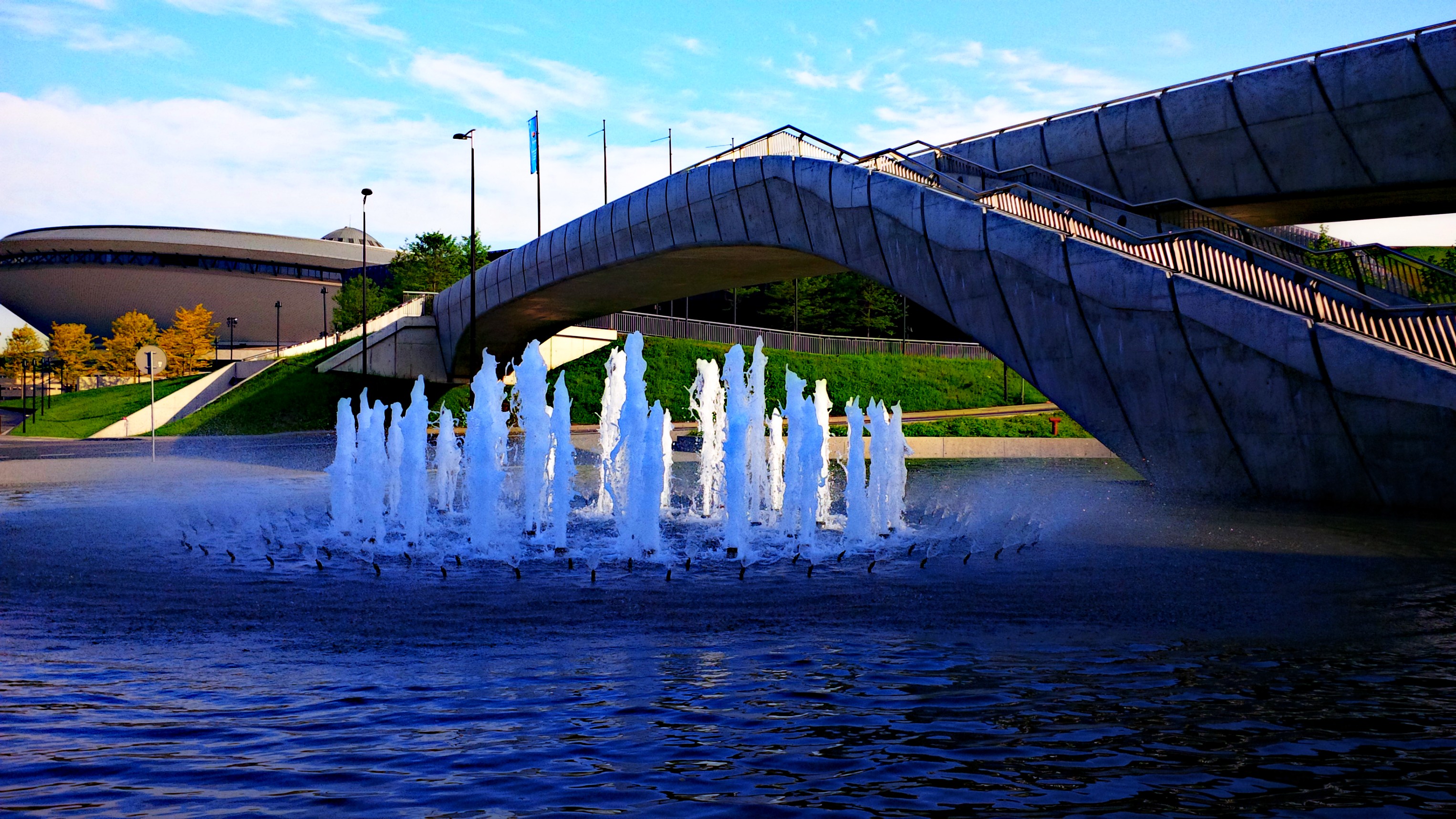 city street bridge fountain image by ukaszpacanowski