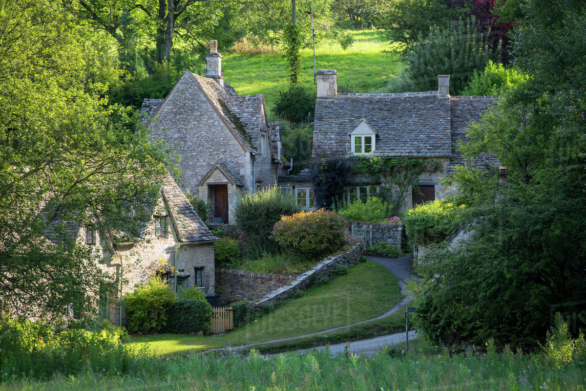 Arlington Row homes built for the local weavers, Bibury, Gloucestershire, England Stock