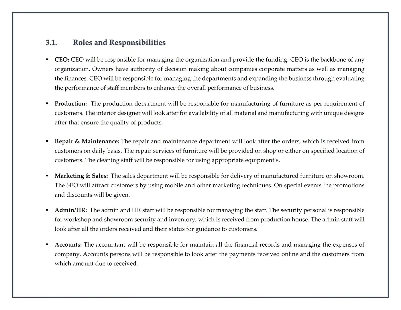 Business Plan Furniture Freelancer