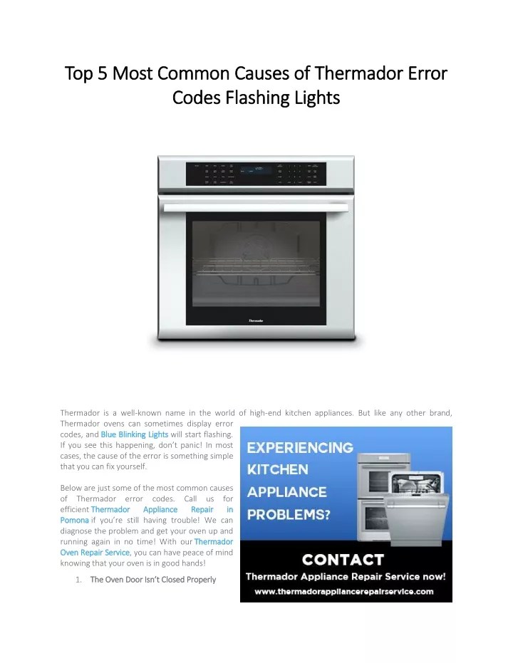 PPT Top 5 Most Common Causes of Thermador Error Codes Flashing Lights