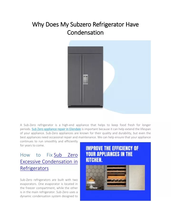 PPT Why Does My Subzero Refrigerator Have Condensation PowerPoint