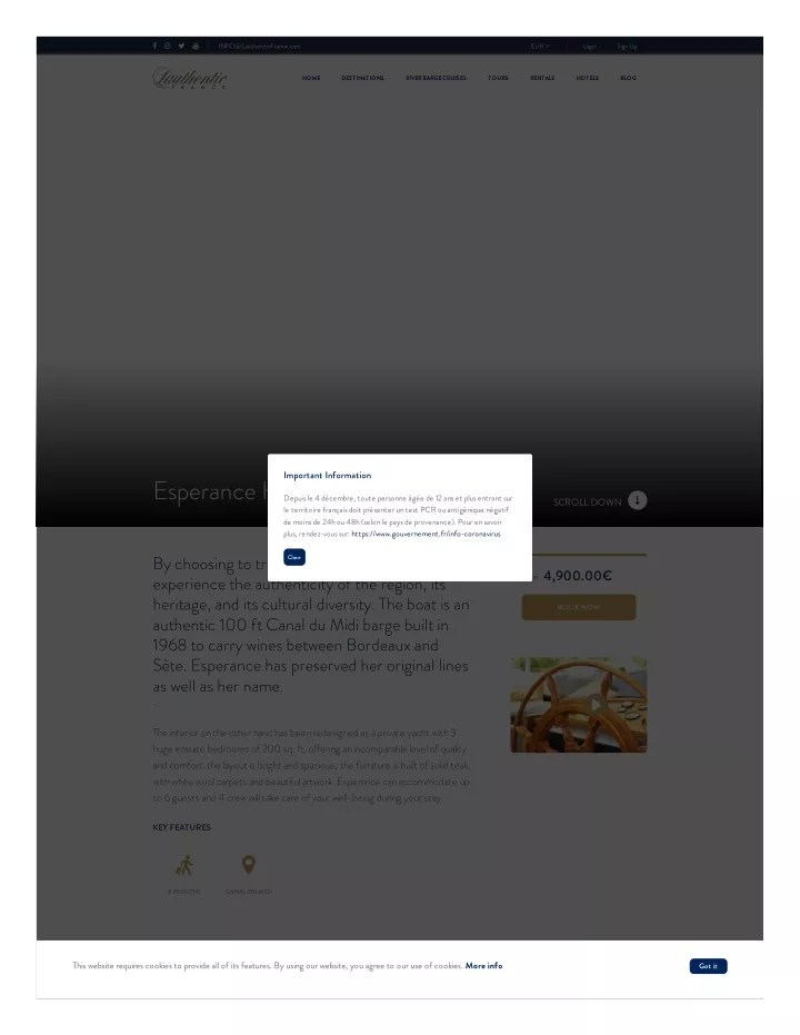 PPT Esperance Hotel Barge Private Luxury Cruise Lauthentic France