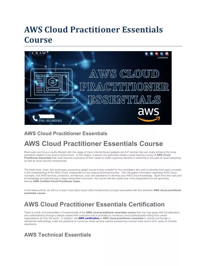 PPT AWS Cloud Practitioner Essentials Course PowerPoint Presentation