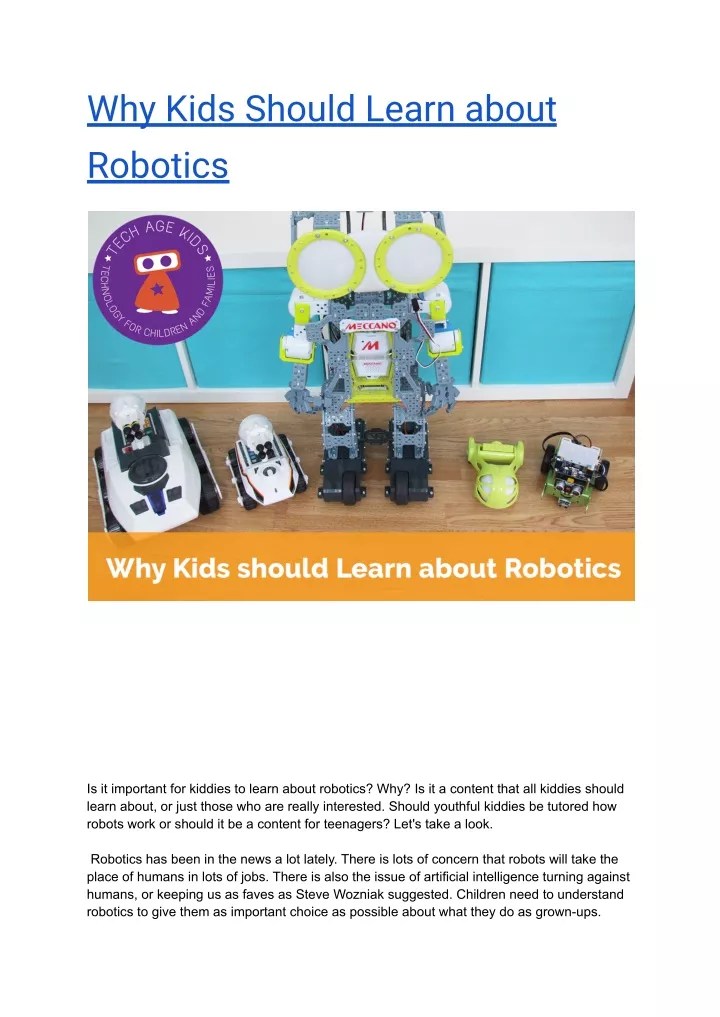 PPT Why Kids Should Learn about Robotics PowerPoint Presentation