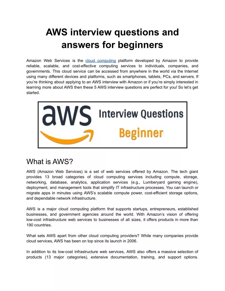 PPT AWS interview questions and answers for beginners PowerPoint