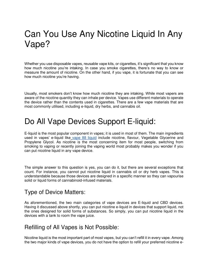 PPT Can you put nicotine liquid in any vape PowerPoint Presentation, free download ID11483789