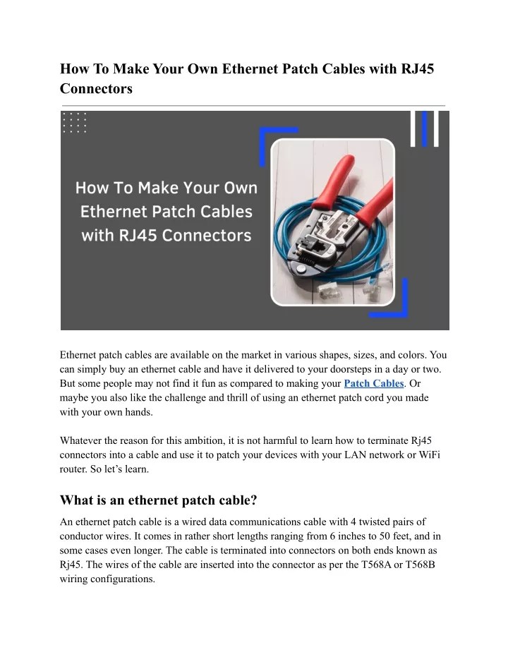 PPT How To Make Your Own Patch Cables with RJ45 Connectors