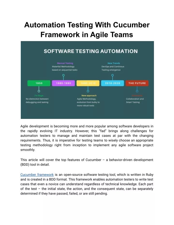 PPT Automation Testing With Cucumber Framework in Agile Teams